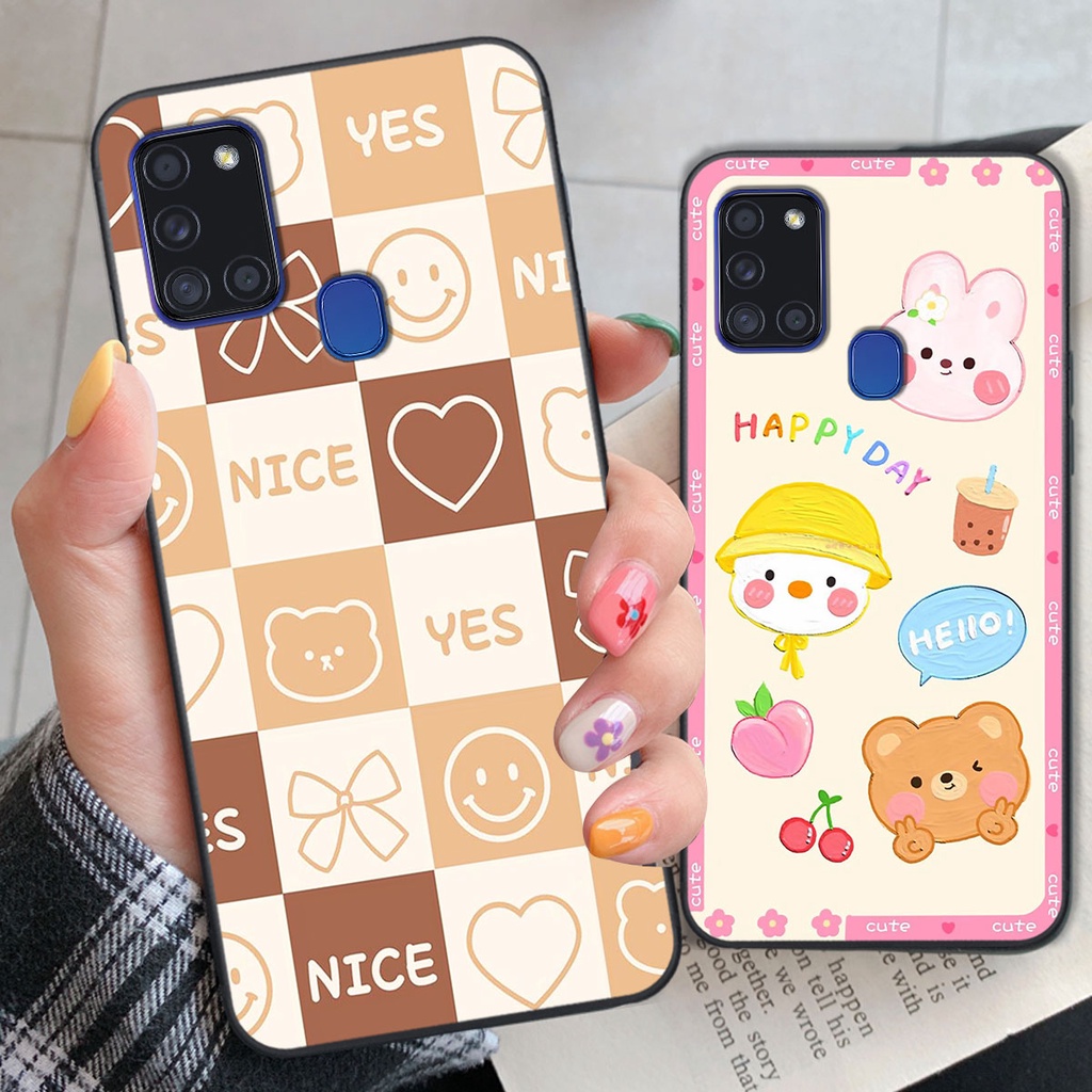 Ốp lưng Samsung A21S happy day, gấu bear dễ thương - BỀN - ĐẸP -BAO GIÁ TOÀN THỊ TRƯỜNG