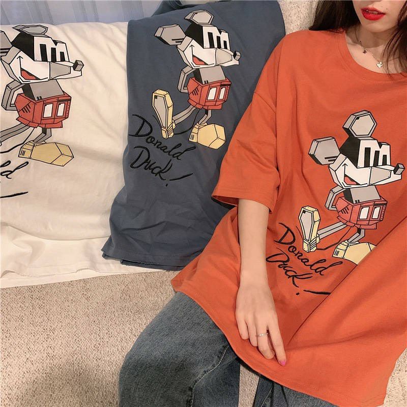 Áo thun tay lỡ Unisex DUCK mickey
