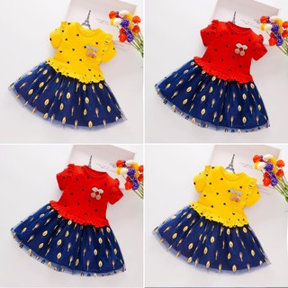 [208] Váy bé gái tay áo cánh tiên ngắn tay cho bé gái 1 - 7 tuổi