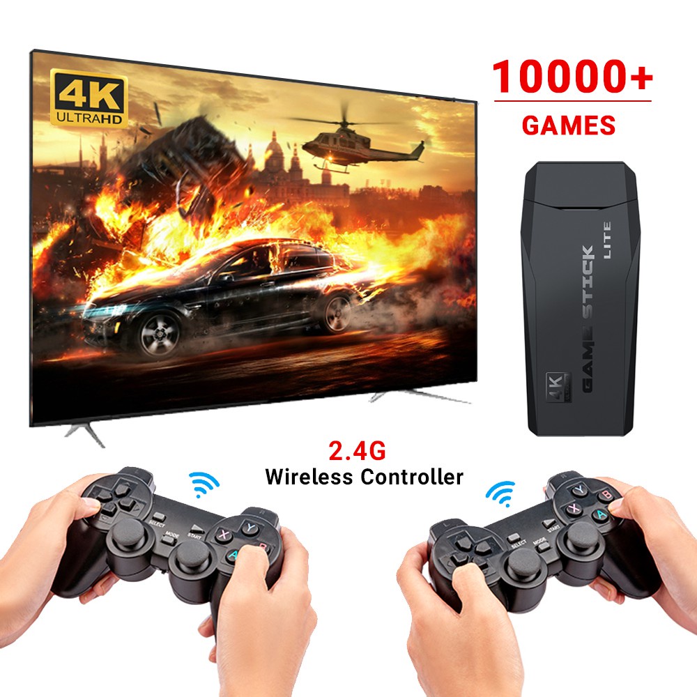 Máy Chơi Game Stick 4k - HDMI 10000 + 20 trò mới độc quyền, kết nối không dây game 4 nút,6 nút PS1/GBA/GBC-BH