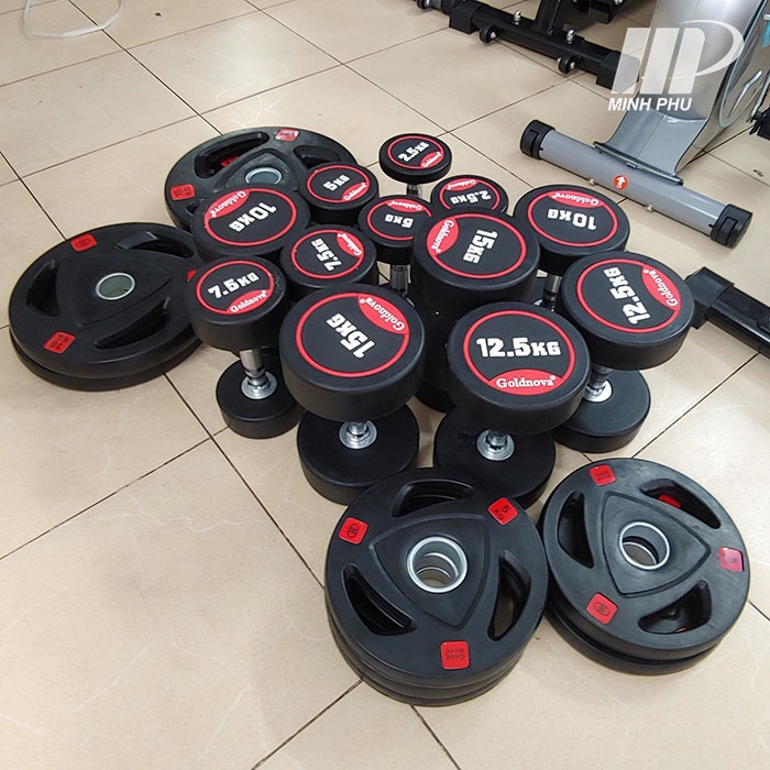 Tạ đĩa bọc cao su Goldnova 5kg ✅ Tạ bánh lỗ phi 50 chuyên dùng cho phòng tập