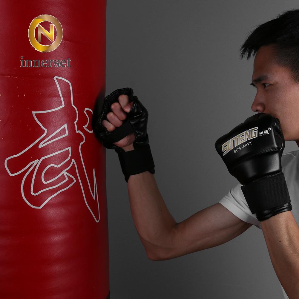 Găng Tay Hở Ngón Chất Liệu Da Pu Chuyên Dụng Khi Tập Boxing / Muay Thái
