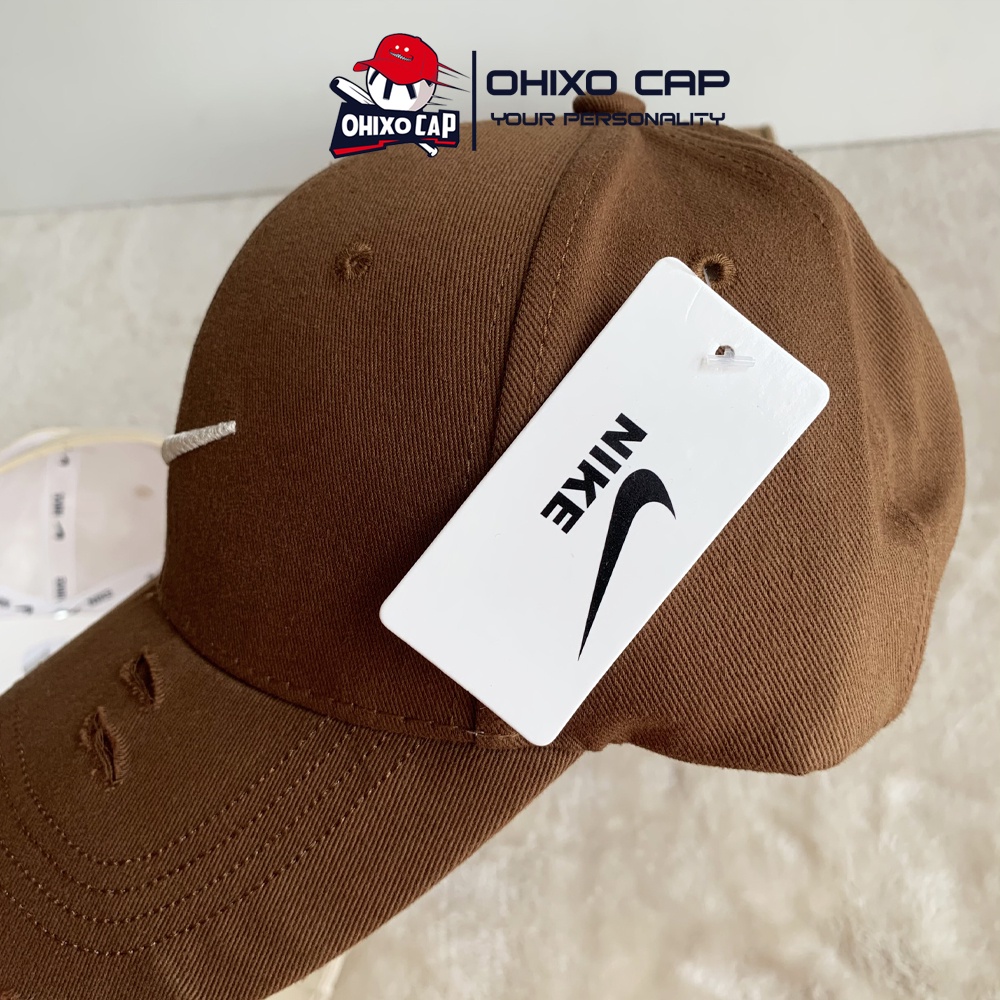 Mũ lưỡi trai rách thêu chữ NIKE nón kết logo dập nổi 3D phong cách Ulzzang form unisex nam nữ OHIXO LT21