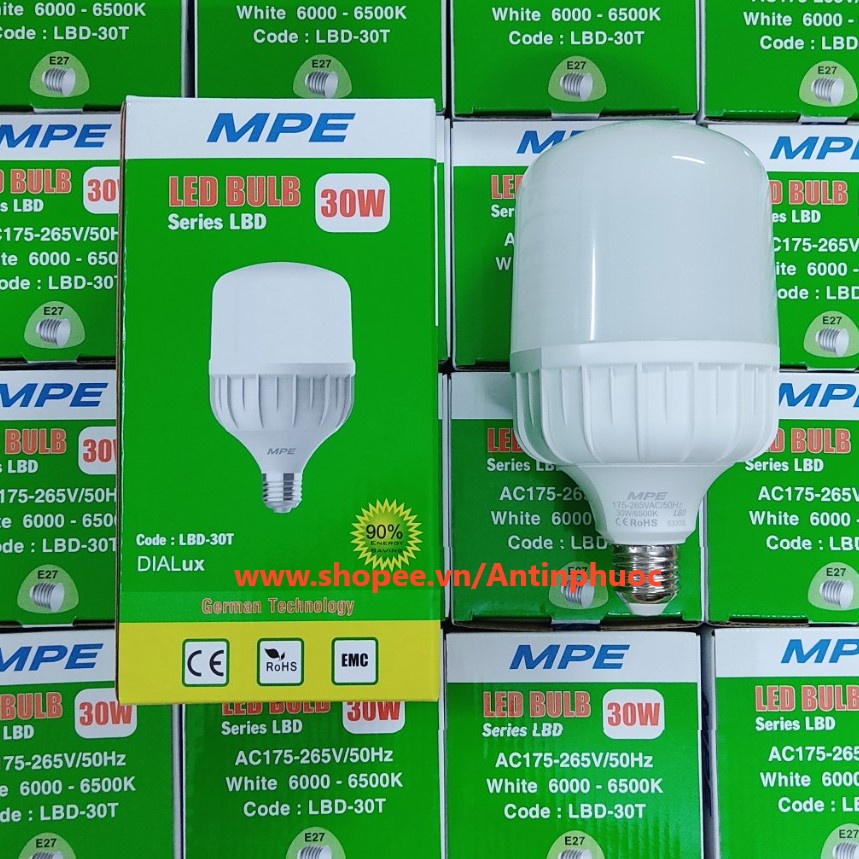 Bóng đèn led trụ 30w 40w MPE - đèn led búp trụ siêu sáng tiết kiệm điện MPE - Sản phẩm chính hãng