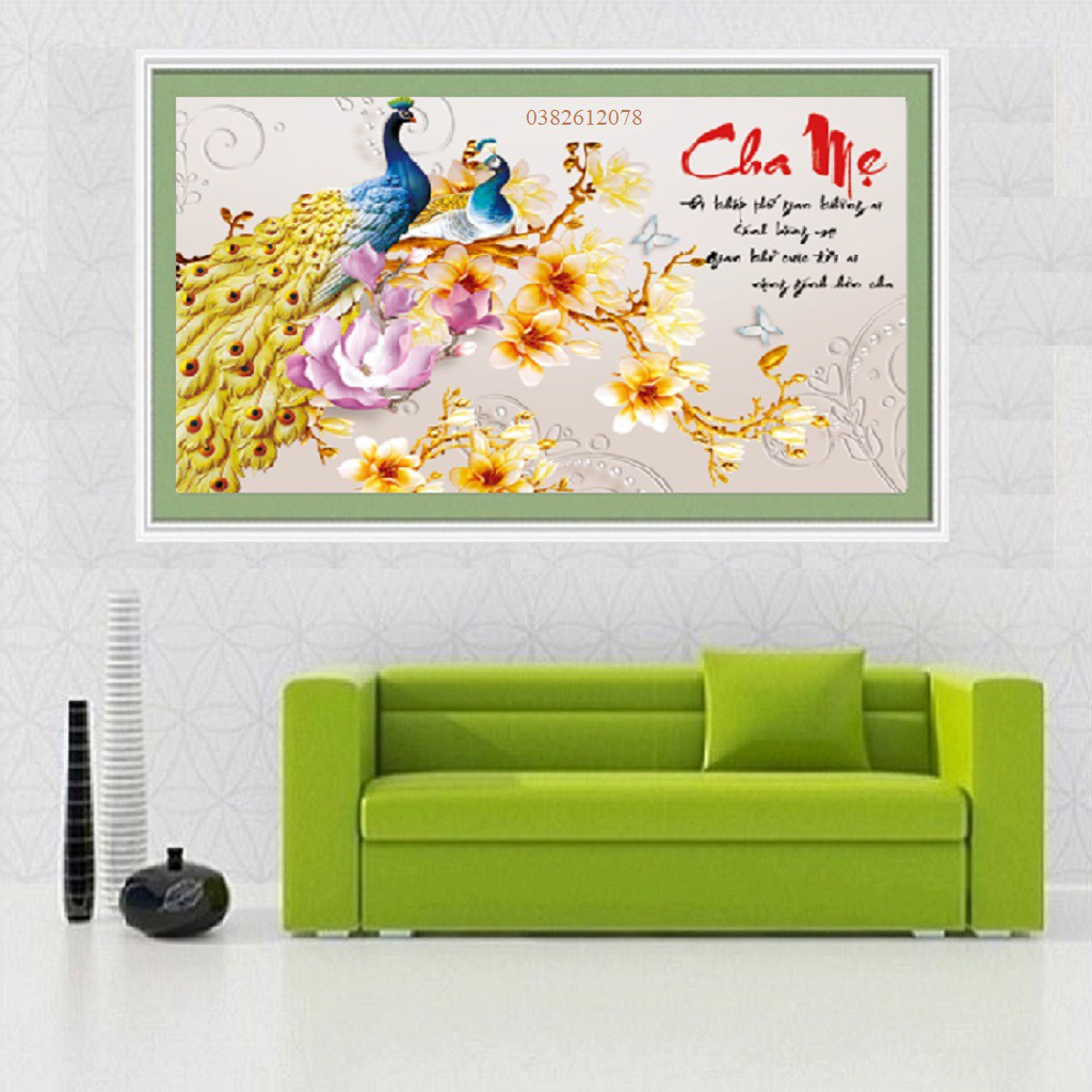 70*47CM TRANH THÊU CHỮ THẬP CHA MẸ TRANH CHƯA THÊU LV3171