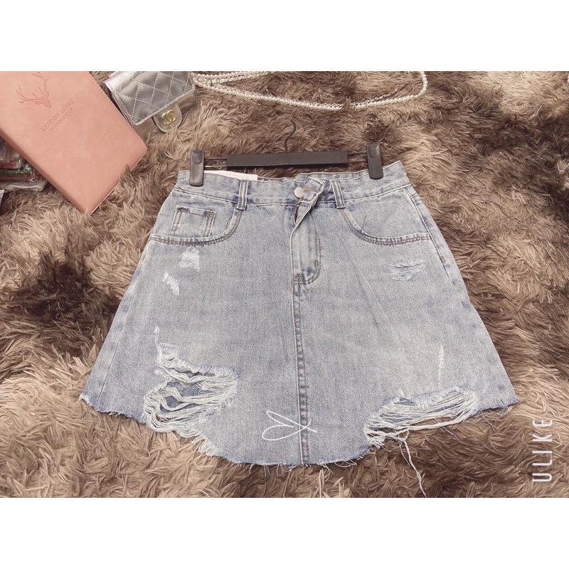 Quần giả váy jeans kiểu rách hàng Quảng Châu (hình thật)