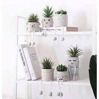 Chậu hoa gốm mặt thú chân dài