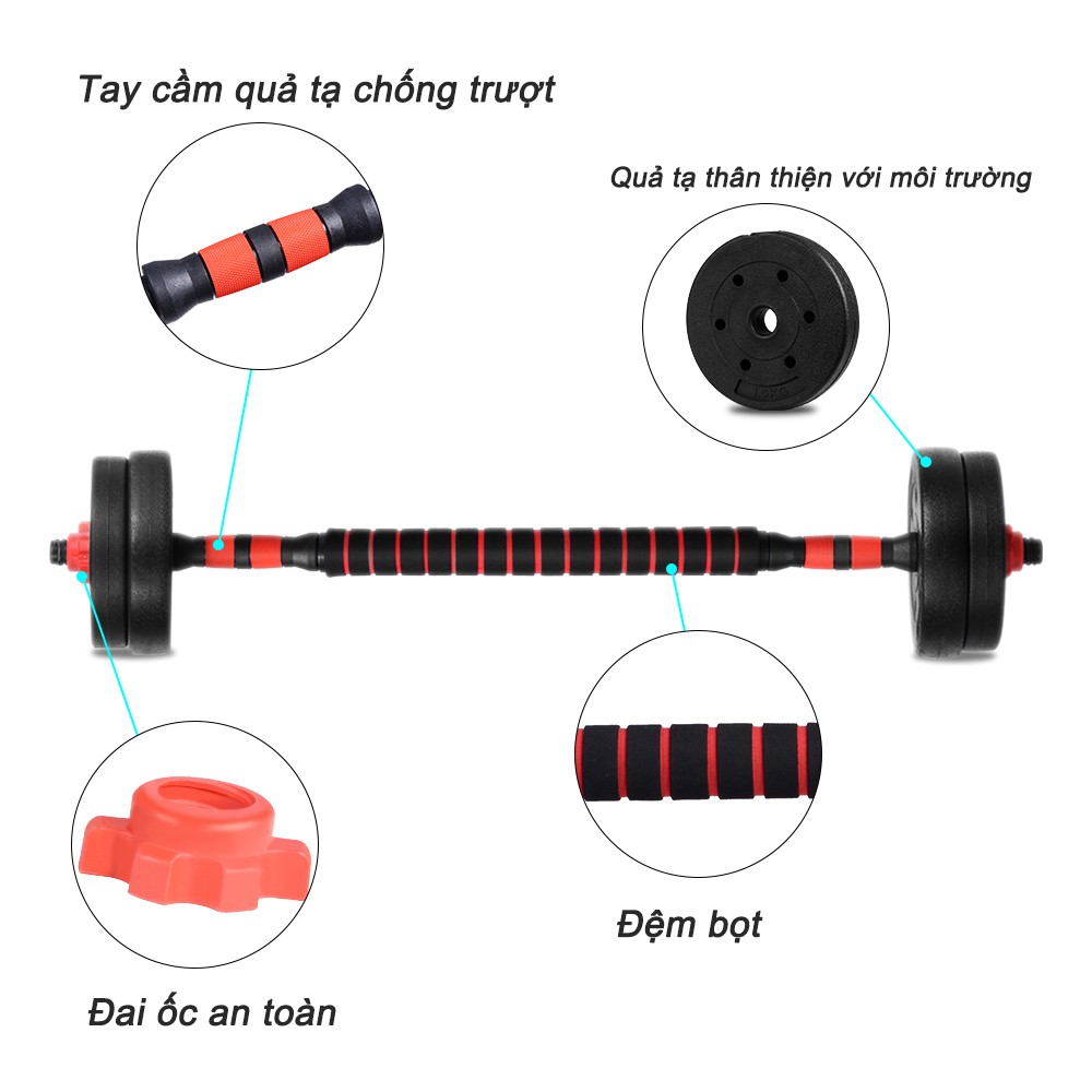 OneTwoFit Tạ tay 20kg 30kg Bộ đĩa tạ tập gym  tạ tập tay đẩy kết hợp，tạ nam nữ tập gym tập thon tay