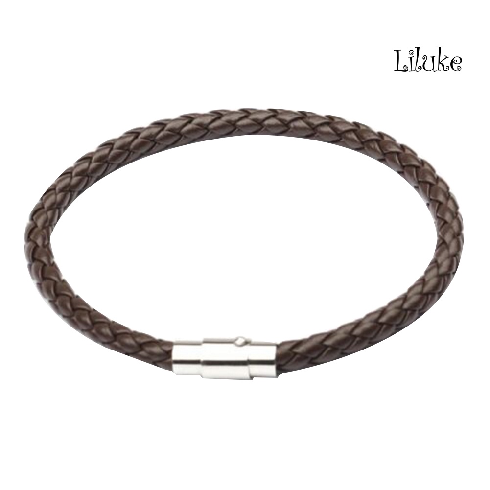 Vòng Tay Dây Bện Giả Da Màu Trơn Trang Trí Khóa Nam Châm Thời Trang Cho Nữ