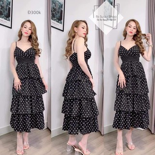 Đầm tầng có cúp nhún thun