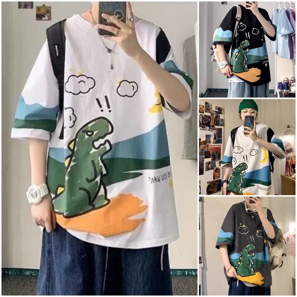 Áo Thun Tshirt Nữ Nam Unisex Chất Vải Thun Cotton Tay Lỡ Nam Nữ, Áo Khủng Long WAT338CT