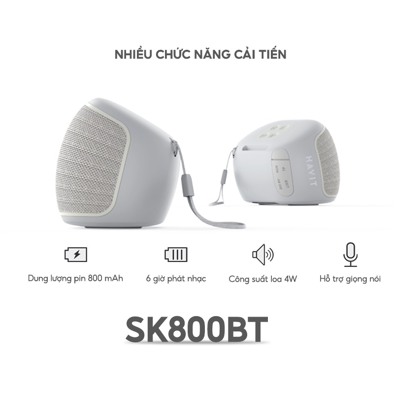 Loa Bluetooth HAVIT SK800BT Thiết Kế Nhỏ Gọn, BT 5.0, Công Suất 4W, Thời Gian Chơi Lên Đến 6h - Chính Hãng BH 12 Tháng