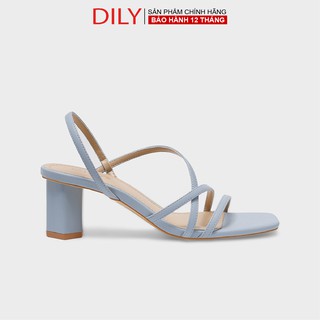 Giày Sandal DILY Phối Dây Thời Trang Gót Vuông 5cm Màu Xanh_AA0153