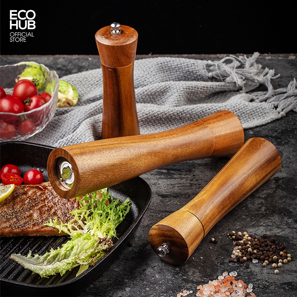 Dụng cụ xay tiêu ECOHUB có cầm tay bằng gỗ (Pepper Grinder)