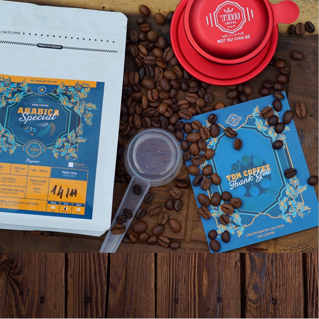 Cà Phê Arabica Cầu Đất Nguyên chất Cà phê Rang xay, Giảm Cân Không Chất Bảo Quản- TDH Coffee TDH02