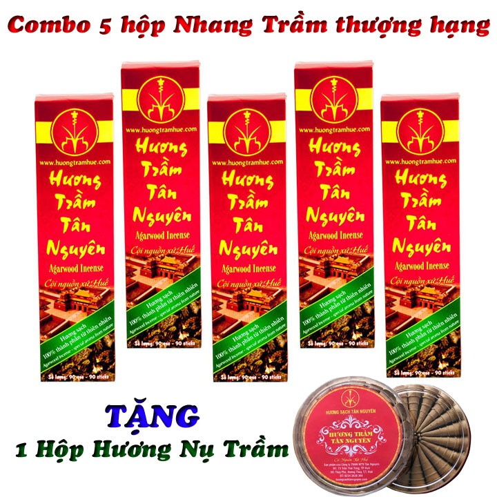 (TẶNG NỤ TRẦM) Combo 5 Hộp Hương Trầm thơm THƯỢNG HẠNG - SẠCH - 100% thiên nhiên