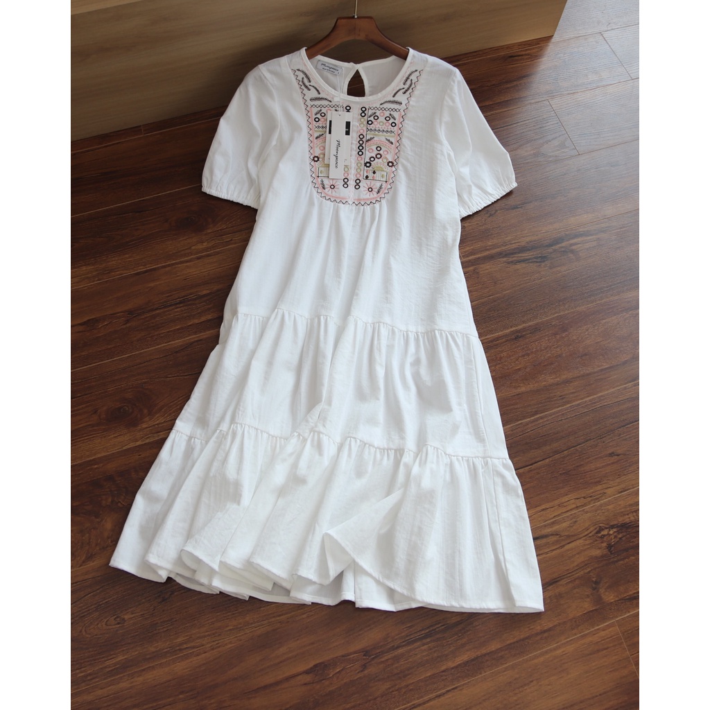 Đầm thêu hoạ tiết - Chất vải cotton xịn siêu mềm