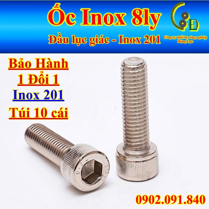 Bulong Inox CAO CẤPỐc lục giác chìm 8Ly. Cam kết Hoàn Tiền đổi trả nếu sản phẩm có bất cứ sai sót gì