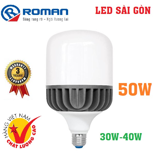 BÓNG ĐÈN LED BULB TRỤ NHÔM ROMAN ELB7026/ 30W, 40W, 50W HÀNG VIỆT NAM CAO CẤP BẢO HÀNH 3 NĂM