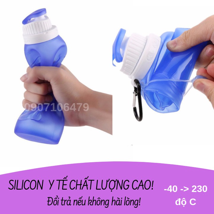 Bình đựng nước bằng silicon xếp gọn du lịch