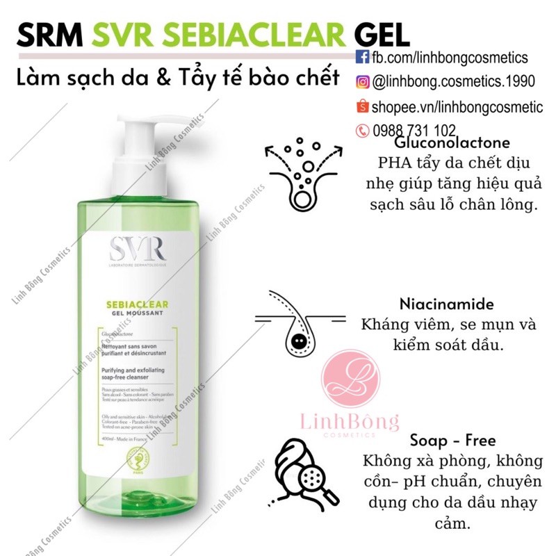 [Mã COS1904 giảm 8% đơn 300K] SỮA RỬA MẶT KIỀM DẦU CHO DA DẦU-MỤN SVR CÁC SIZE (kéo xem feedback)