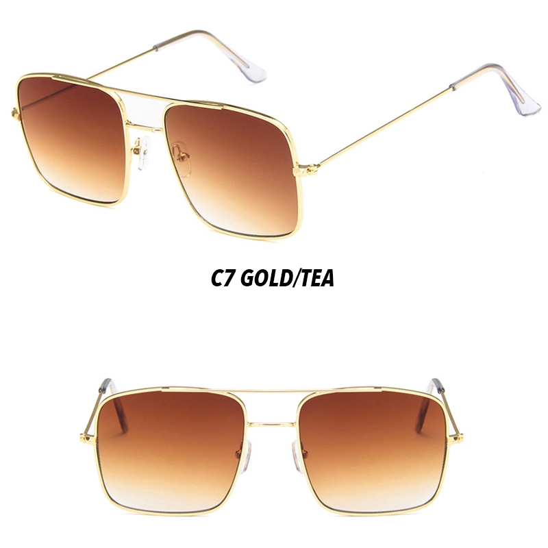 Kính mát tròng vuông gọng kim loại màu kẹo ngọt phong cách Hàn Quốc thời trang cho cả nam và nữ