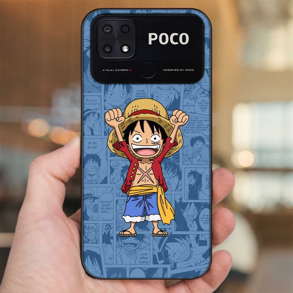 Ốp lưng Xiaomi Poco C40 viền đen in hình Luffy One Piece