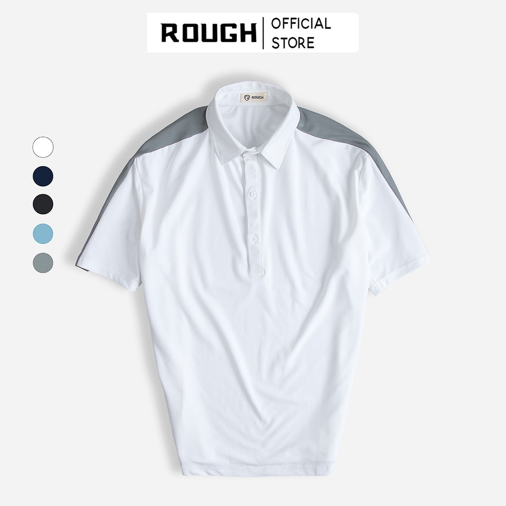 Áo Polo Nam Trơn Vai Cách ĐIệu ROUGH Outfit Vải Cotton Cá Sấu 5 Màu Trẻ Trung