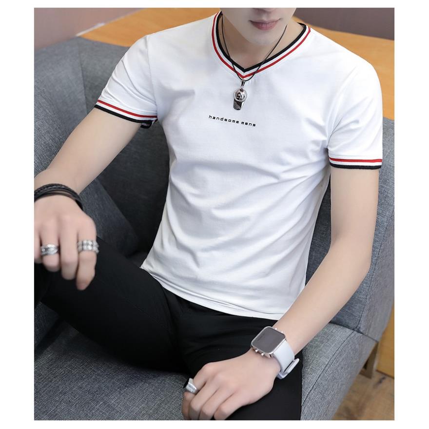 Thời trang nam nữ Áo Thun Nam Ngắn Tay Cổ Tim Body Thời Trang Cao Cấp BN06- Trắng