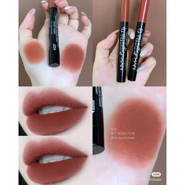 Son NYX Lingerie Push màu 12-hồng đất, 17-cam đất