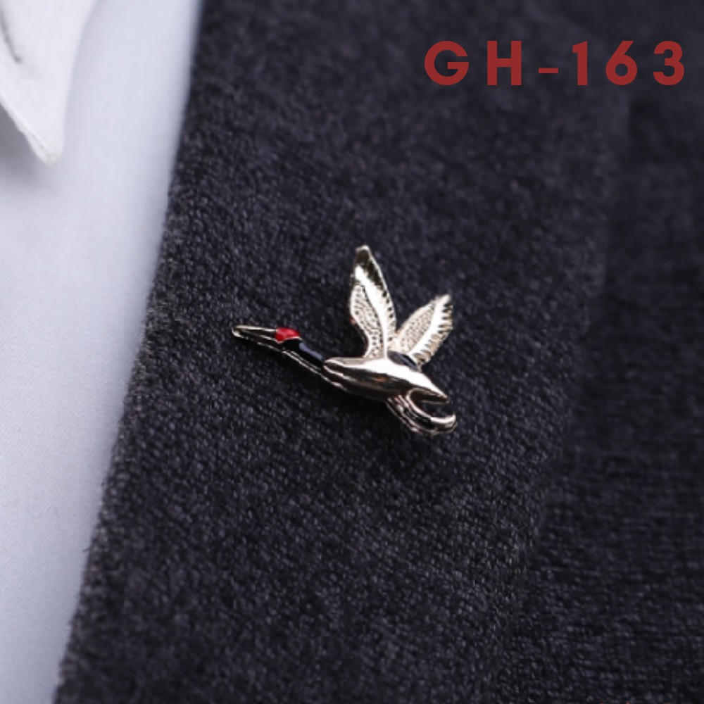 Ghim cài áo Vest Nam Nữ Lapel Pin thời trang hình sếu đầu đỏ GH-163 {Phụ kienj Vest Nam - AdamZone}