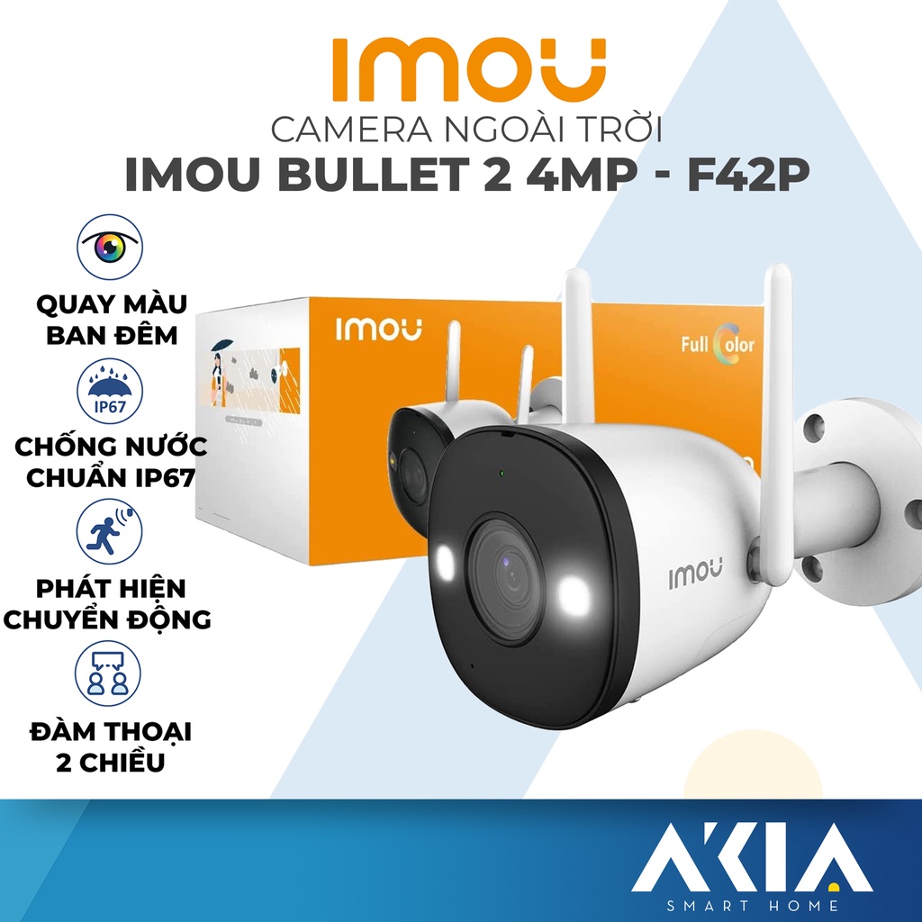 Camera ngoài trời Imou Bullet 2 ipc-f42fep, cam wifi an ninh, chống nước IP67, quay có màu ban đêm, cảnh báo chuyển động