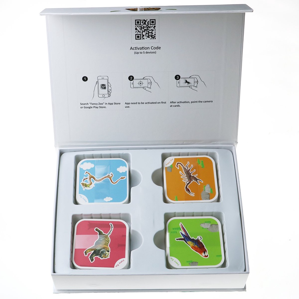 Bộ thẻ vườn thú áo 4D  Fancy Zoo bộ 68 loài động vật với 13 ngôn ngữ