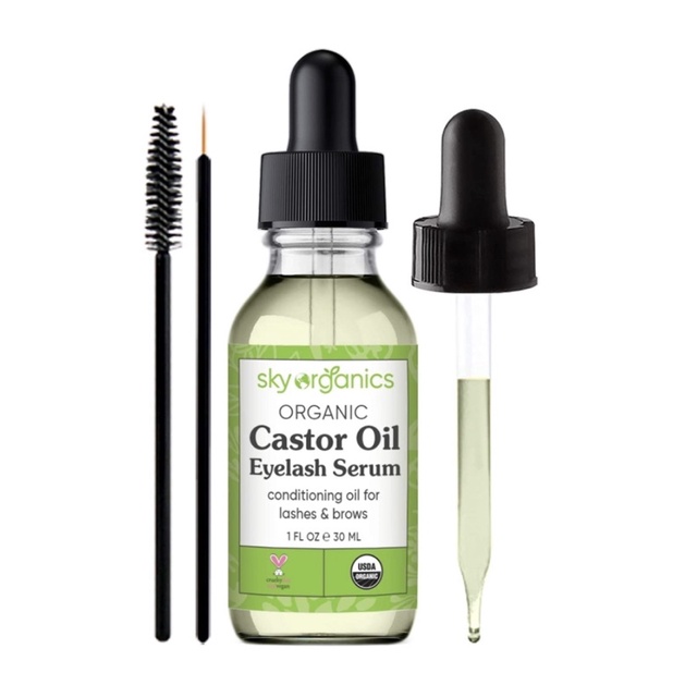 Serum dưỡng mi dầu thầu hữu cơ Sky Organics Castor Oil 30ml USA