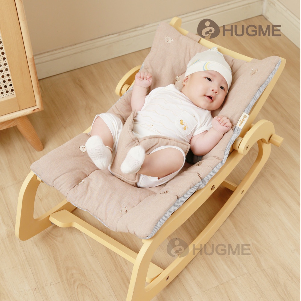 Ghế Bập Bênh Chân Gỗ Đa Năng Rocking Chair Hugme Cho Bé 2022 - Ghế Nằm Rung Cho Bé Đệm Điều Hòa 4 Mùa Thoáng Mát