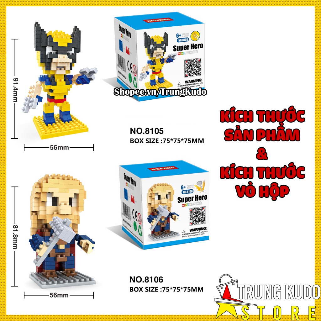 Lego Marvel Và DC - Đồ Chơi Lắp Ghép Siêu Anh Hùng Bằng Lego Nanoblock Các Anh Hùng Iron Man, Batman, Captian, Thor,...