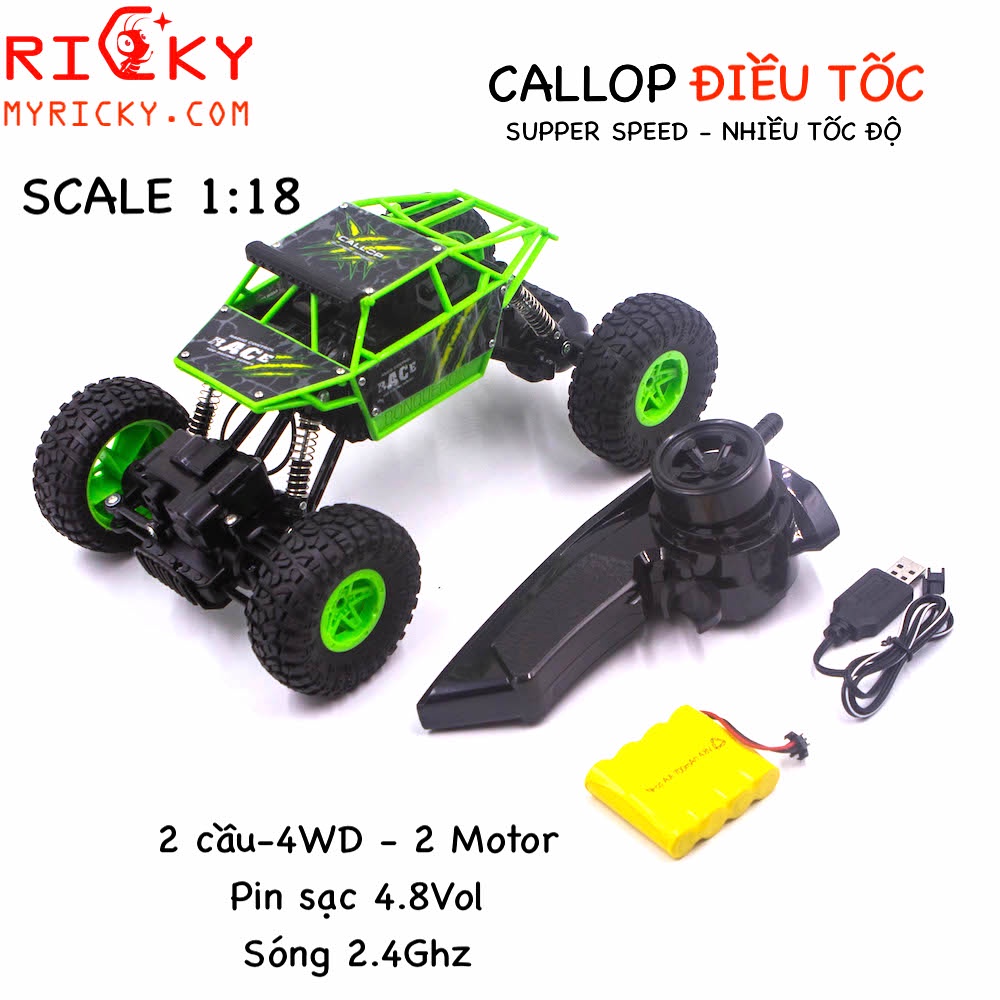 Xe đua địa hình điều khiển - 2 cầu - động cơ mạnh mẽ - size 1:18