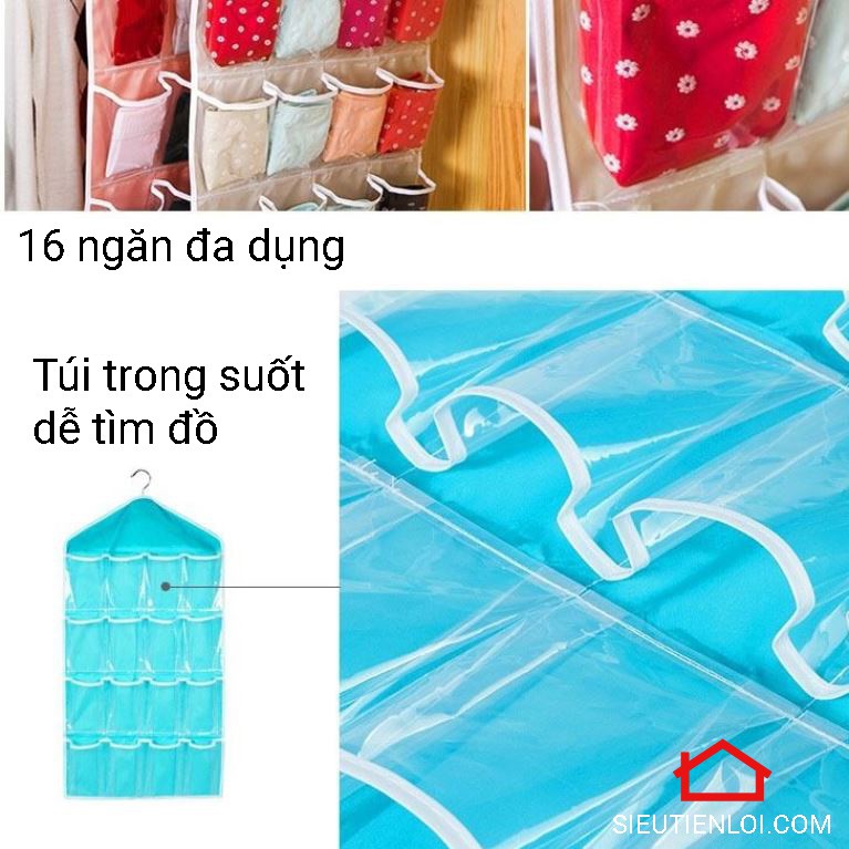 Túi treo đồ 16 ngăn đa năng - Túi treo đồ lót,tất vớ,dây nịt tiện ích siêu tiện lợi