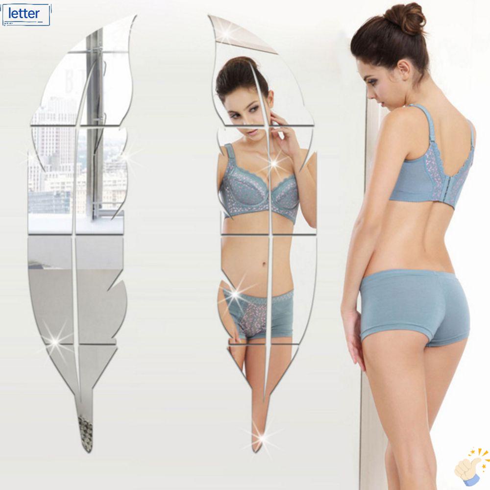 Đề Can 3D Tráng Gương Hình Lông Vũ Dùng Để Trang Trí Phòng Khách