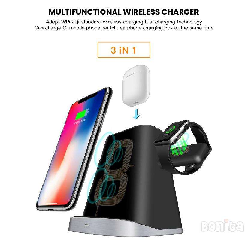 Bộ Tai Nghe Không Dây 3 Trong 1 Cho Apple Airpods Iphone 8 Plus X Xr Xs Samsung S9 S8 S7