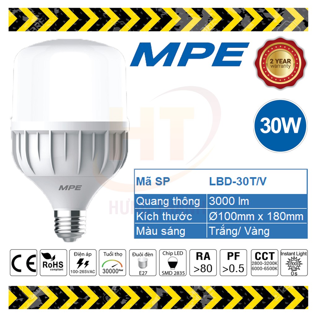 Bóng đèn LED Bulb 30W MPE (Trắng/ Vàng)