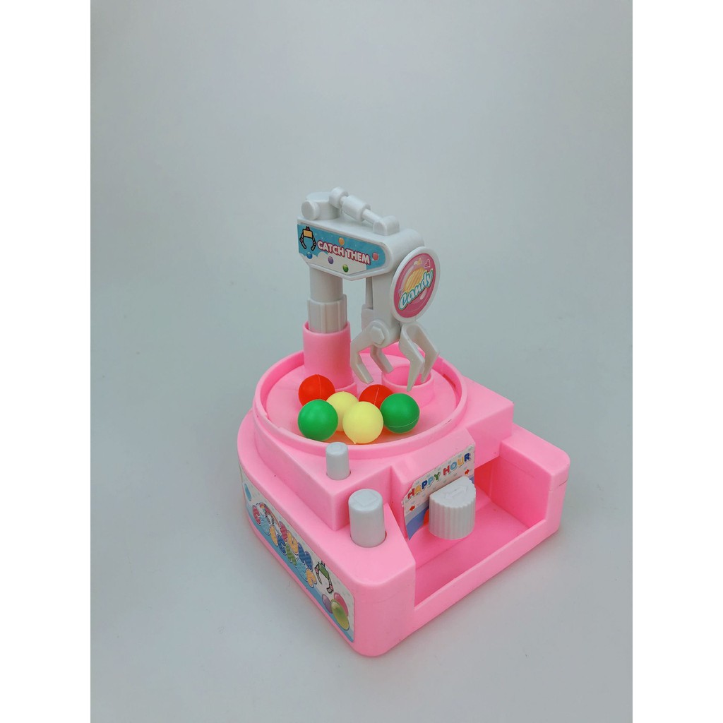 Máy gắp thú mini đồ chơi cho bé với 6 viên bóng nhỏ, hồng, vàng, xanh