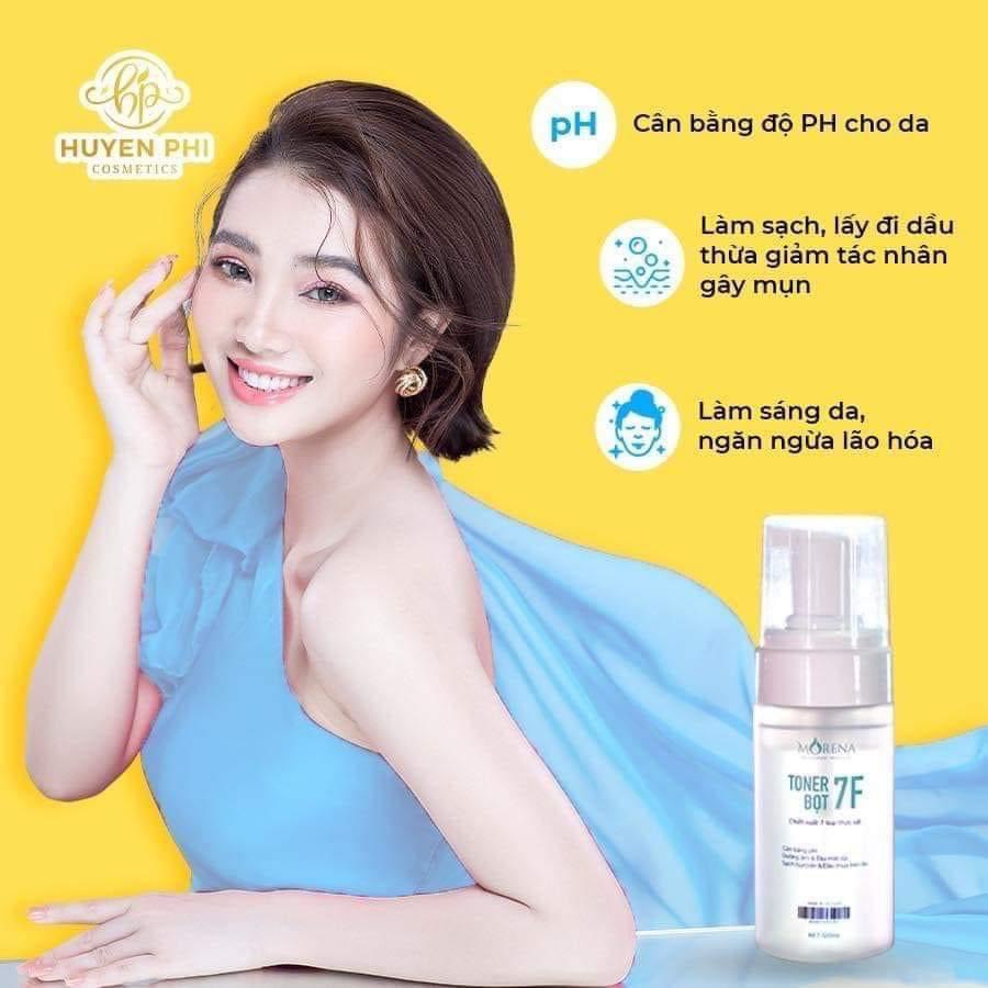 Nước hoa hồng tạo bọt cân bằng PH dưỡng ẩm phục hồi da mỹ phẩm Huyền Phi Toner 7f 120 ml