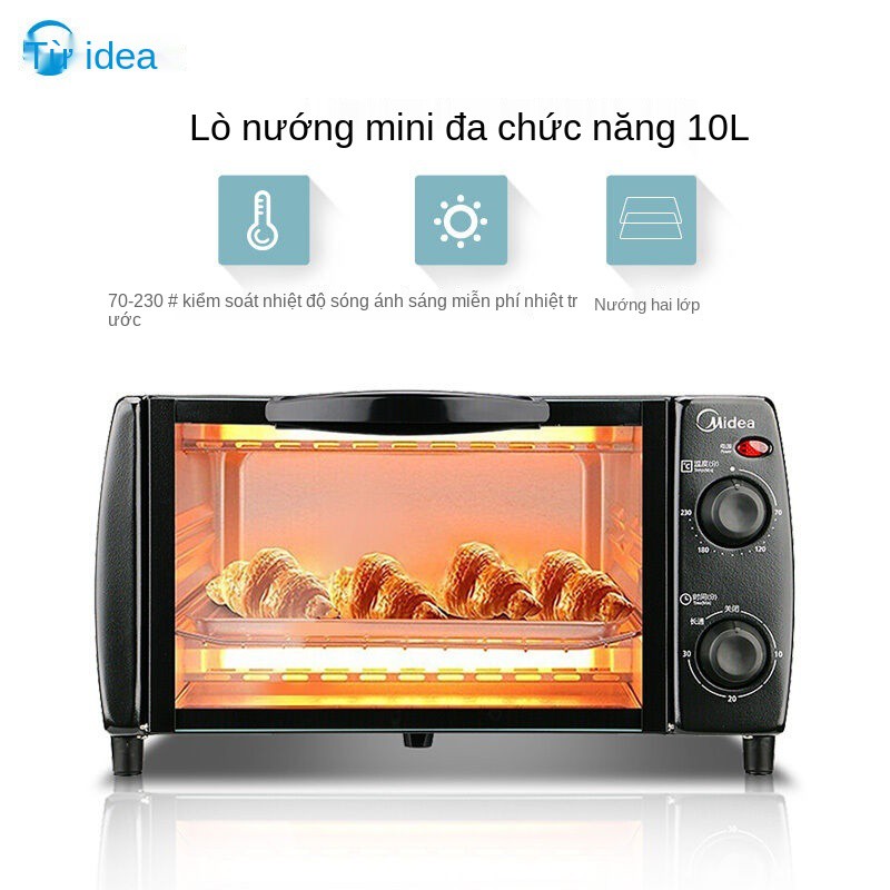 Lò nướng điện gia đình Midea T1-L101B / 108B nướng bánh quy loại núm cơ mini