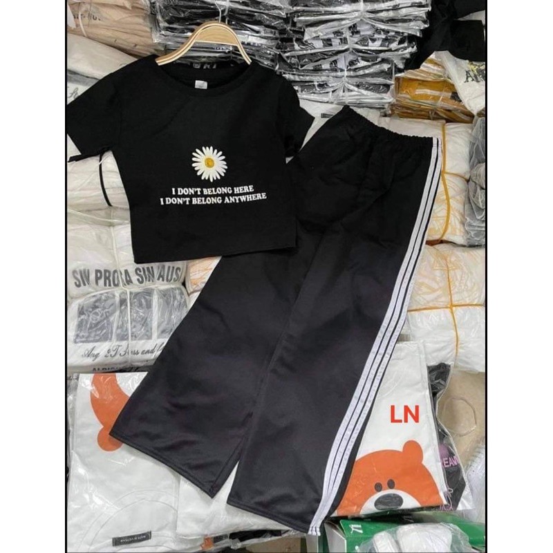 Sét áo crt hoa cúc chữ + quần rộng 3 sọc D.A6