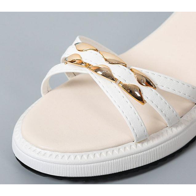 Dép Sandal Mũi Tròn Đế Bằng Thời Trang Mùa Xuân Dễ Phối Đồ Cho Nữ