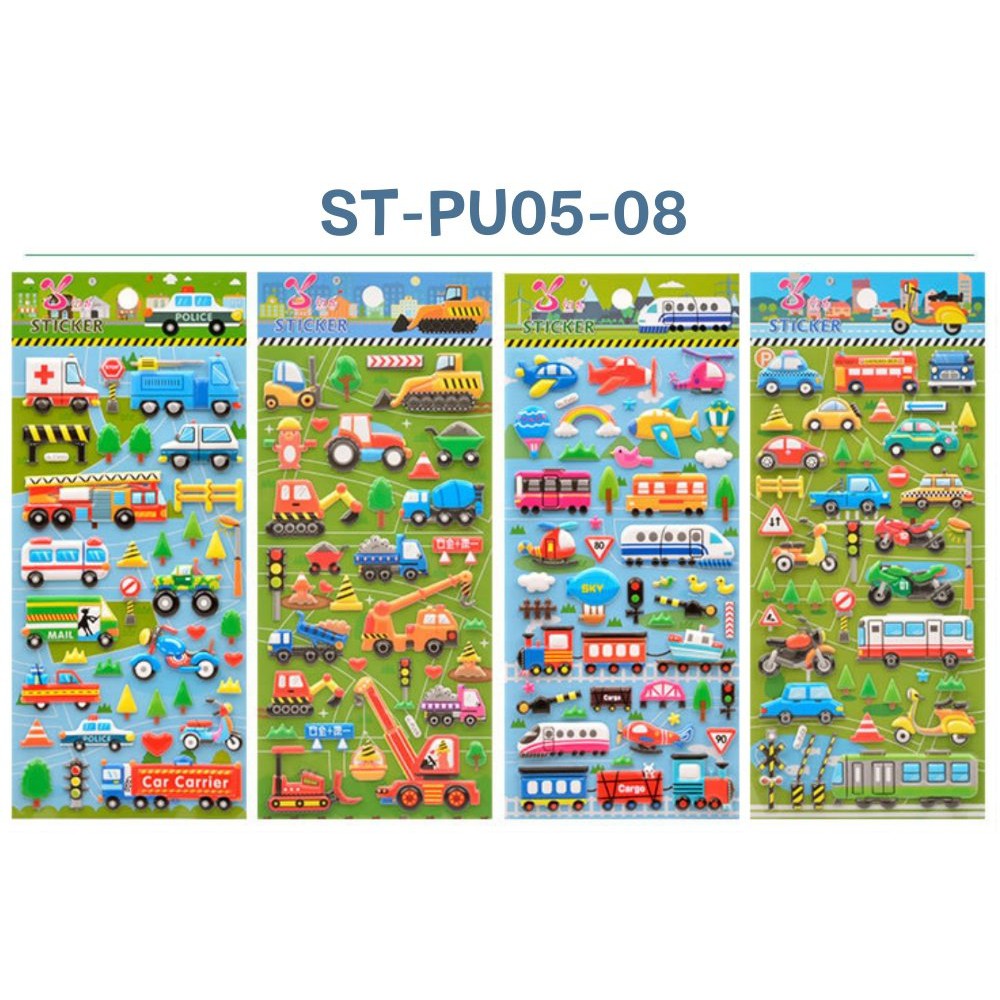 Đồ chơi sticker PU05->PU08 cho bé hình dán xe 3D vừa chơi vừa học, phát triển trí tuệ, luyện tập trí thông minh