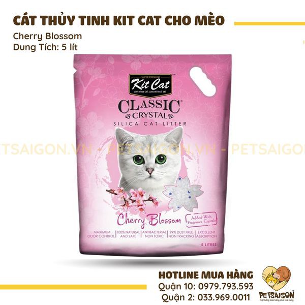 CÁT VỆ SINH KITCAT THUỶ TINH CHO MÈO - 5L~ 2.4KG