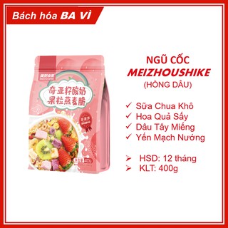 Ngũ Cốc Sữa Chua Dâu Tây Mix Hoa Quả Sấy Khô Và Yên Mạch Nướng Meizhoushike Hồng Dâu 400g