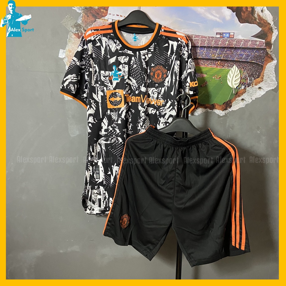 Bộ Quần Áo Bóng Đá CLB Man U Màu Đen Cam BẢN ĐẸP - Alex Sport